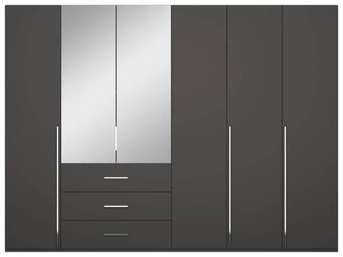 DREHTÜRENSCHRANK in Graphitfarben  - Chromfarben/Graphitfarben, Design, Glas/Holzwerkstoff (301/223/60cm) - home24