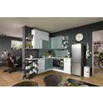 ECKKÜCHE 225/200 cm  in Weiß, Hellblau, Hellgrün  - Edelstahlfarben/Pastellblau, Design, Holzwerkstoff/Metall (225/200cm) - Xora