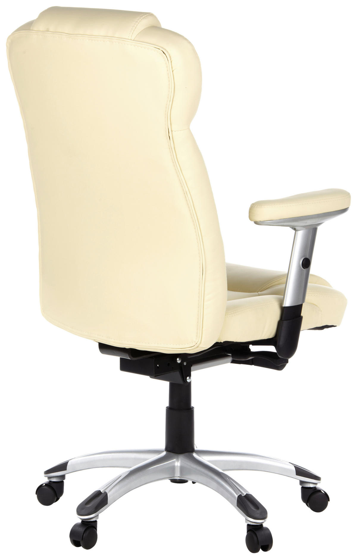 CHEFSESSEL Lederlook Creme, Silberfarben  - Silberfarben/Creme, MODERN, Kunststoff/Textil (63/131/53cm) - MID.YOU