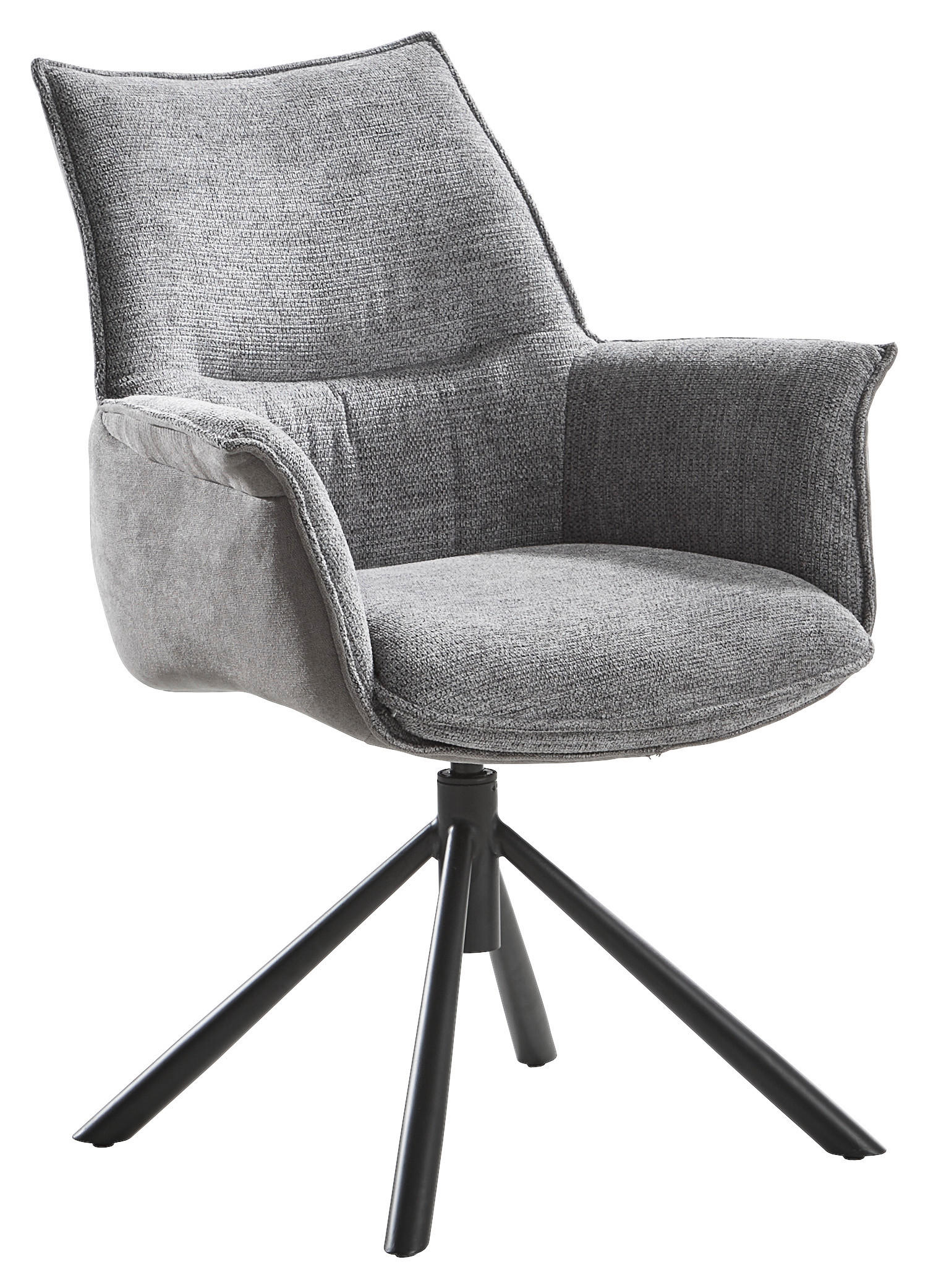 ARMLEHNSTUHL  in Stahl Chenille, Flachgewebe  - Schwarz/Grau, Design, Textil/Metall (67/87/65cm) - Novel