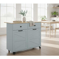 SERVIERWAGEN in Blau  - Blau/Schwarz, Basics, Holzwerkstoff/Kunststoff (100/85/50cm) - MID.YOU