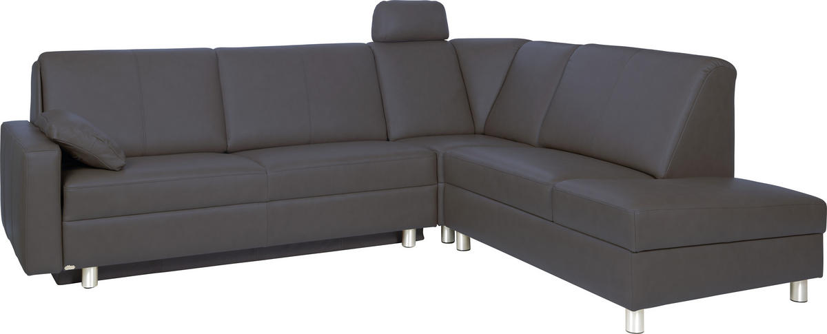 ECKSOFA in Echtleder Grau  268/217 cm  - Alufarben/Grau, KONVENTIONELL, Leder/Metall (268/217cm) - Sedda