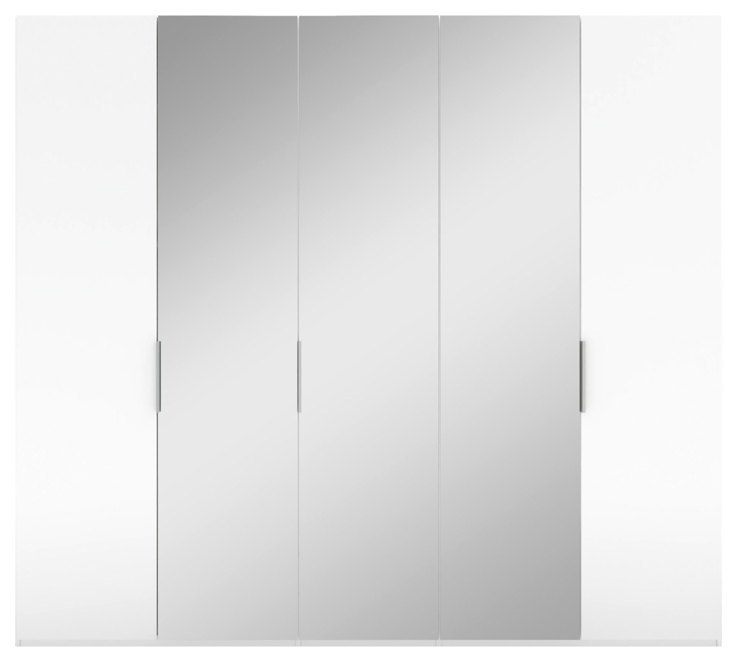 DREHTÜRENSCHRANK 250/223/62 cm 5-türig Weiß  - Alufarben/Weiß, KONVENTIONELL, Glas/Holzwerkstoff (250/223/62cm) - Novel