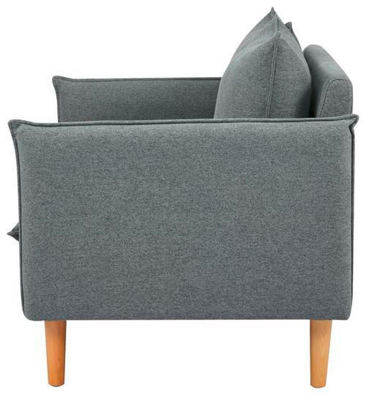 2-SITZER-SOFA in Webstoff Dunkelgrau  - Dunkelgrau/Naturfarben, Design, Holz/Kunststoff (130/84/82cm) - Livetastic