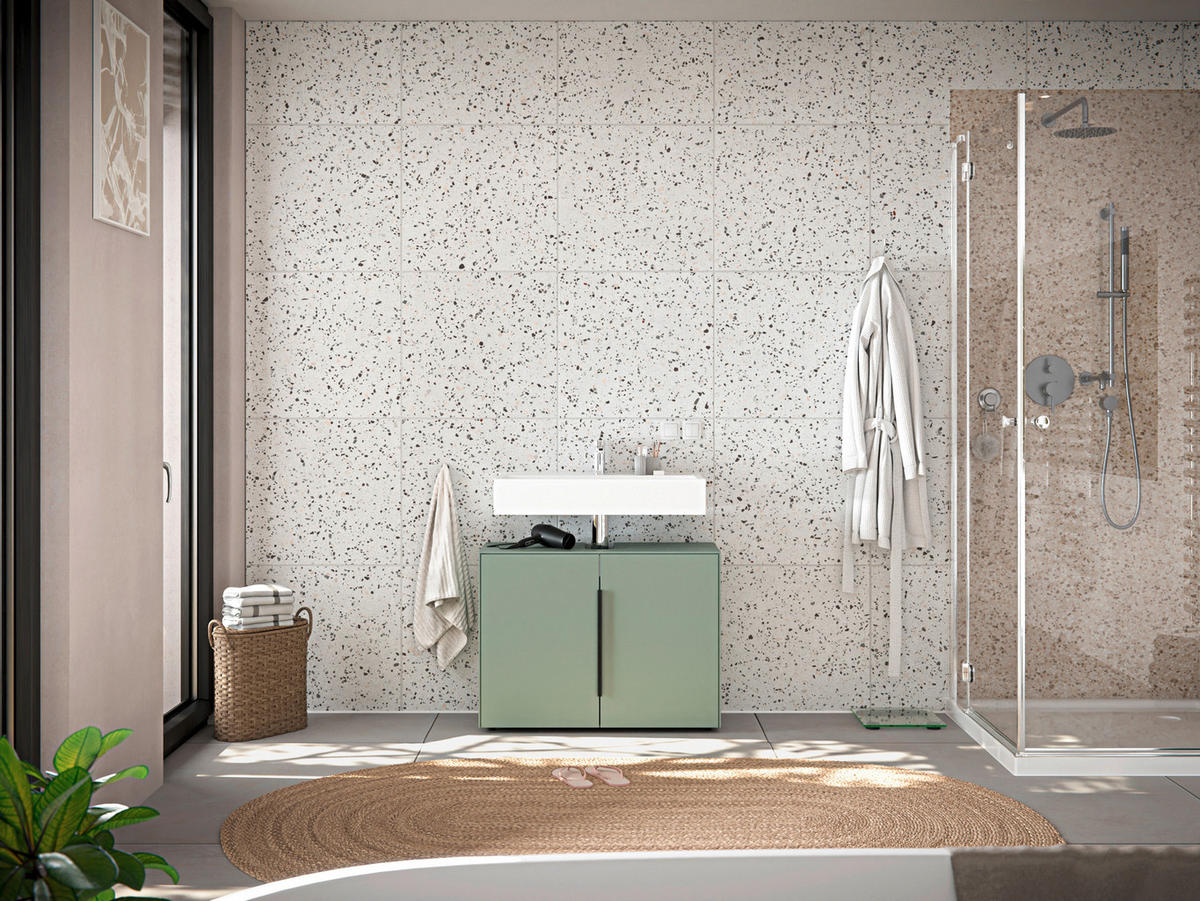 WASCHBECKENUNTERSCHRANK 80/60/33 cm  - Schwarz/Grün, Design, Holzwerkstoff/Kunststoff (80/60/33cm) - home24