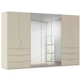 DREHTÜRENSCHRANK 350/223/61 cm,  in Champagner, 7-türig  - Champagner, Basics, Glas/Holzwerkstoff (350/223/61cm) - Novel