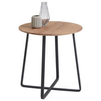 BEISTELLTISCH 45/45/47 cm Kerneiche massiv Eichefarben rund  - Eichefarben/Anthrazit, Natur, Holz/Metall (45/45/47cm) - Schöner Wohnen