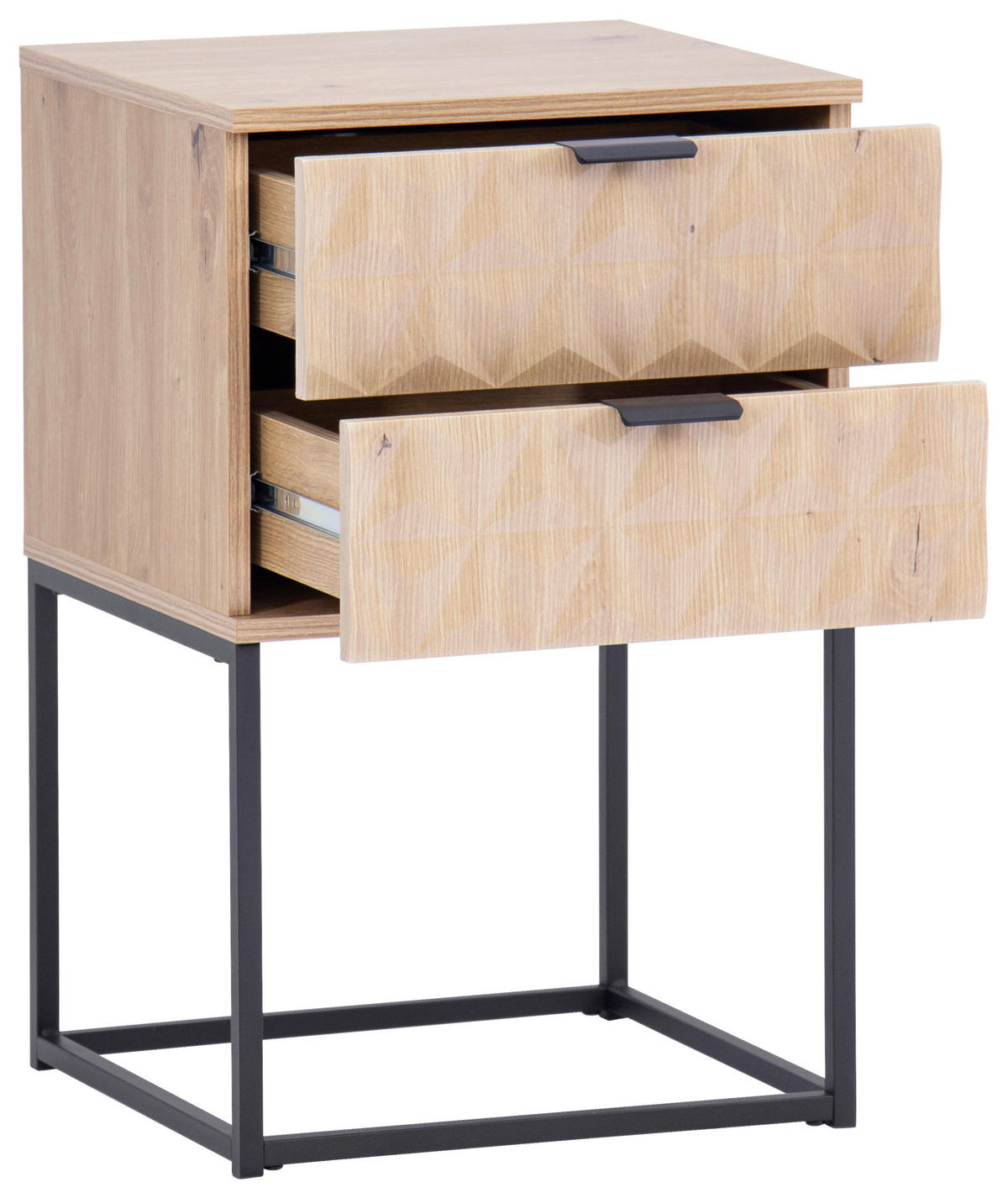NACHTSCHRANK 42,5/67/38,5 cm  - Eichefarben/Schwarz, KONVENTIONELL, Holzwerkstoff/Metall (42,5/67/38,5cm) - Boxxx