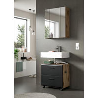 BADEZIMMER 2-teilig  in 60 cm  - Eiche dunkel/Schwarz, Trend, Glas/Holzwerkstoff (60cm) - MID.YOU