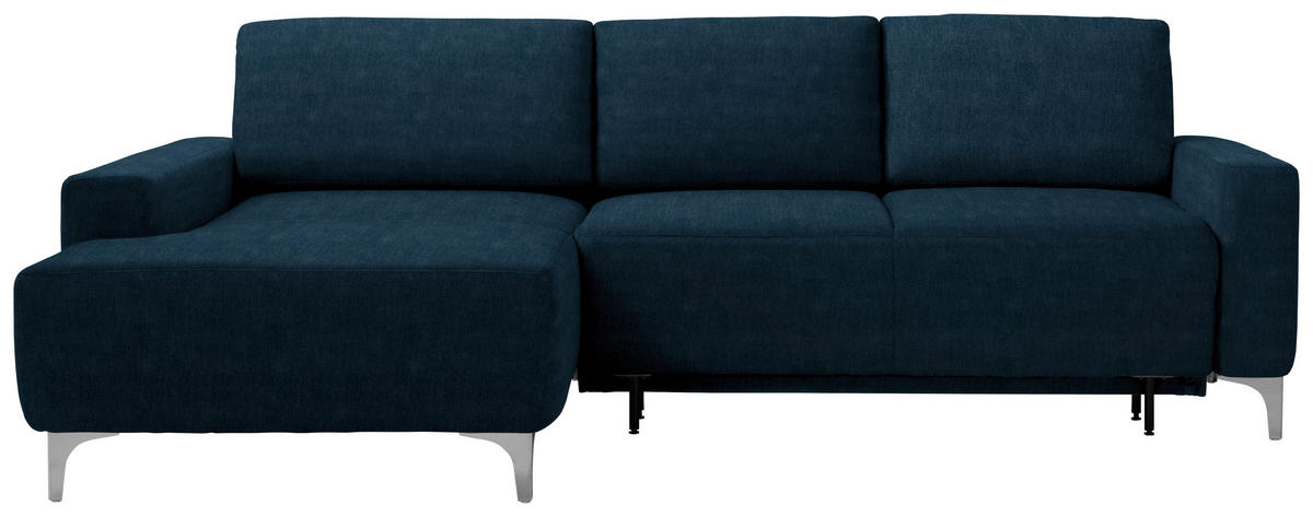 ECKSOFA in Chenille Blau  160/248 cm  - Blau/Alufarben, Design, Textil/Metall (160/248cm) - Sedda