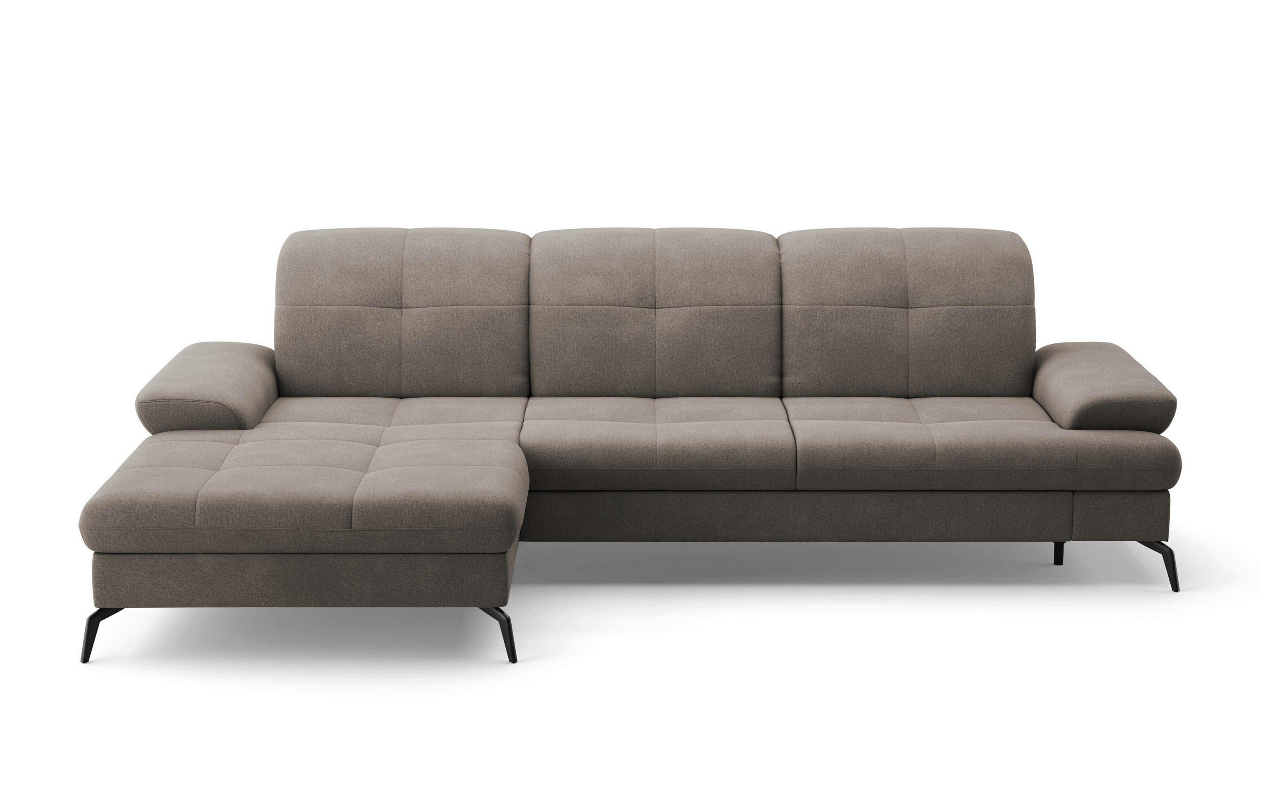 ECKSOFA Schlammfarben Flachgewebe  - Schlammfarben/Schwarz, KONVENTIONELL, Textil/Metall (185/279cm) - Sit & More