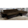 ECKSOFA in Mikrofaser Braun  - Schwarz/Braun, Design, Textil/Metall (204/341cm) - Xora