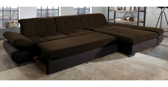 ECKSOFA in Mikrofaser Braun  - Schwarz/Braun, Design, Textil/Metall (204/341cm) - Xora