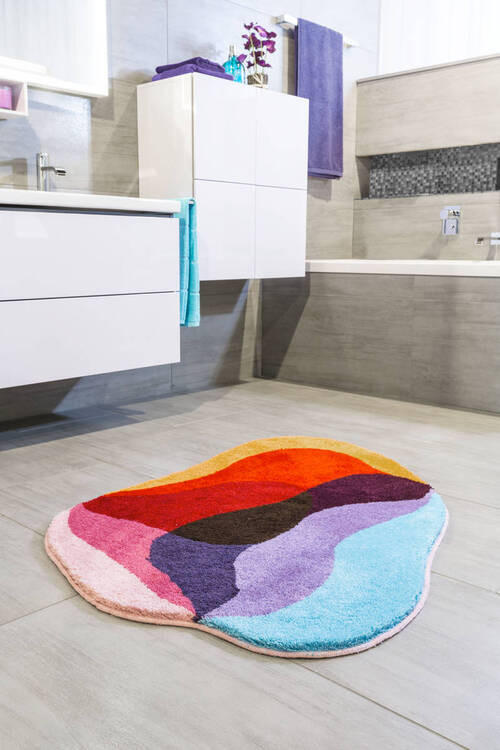 BIDET-VORLEGER Blau, Rot 60/60 cm  - Blau/Rot, Basics, Kunststoff/Textil (60/60cm) - Grund
