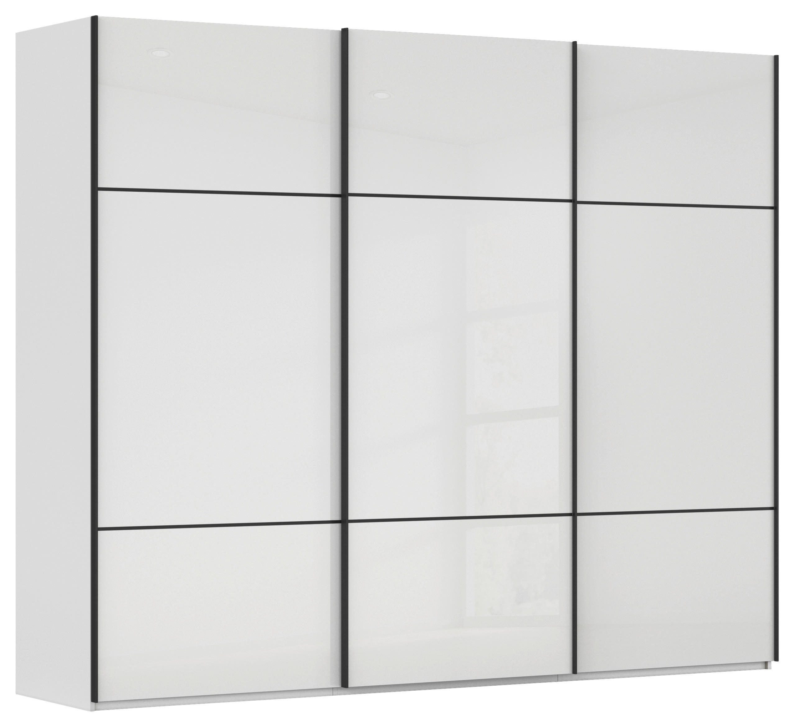 SCHWEBETÜRENSCHRANK 242/223/68 cm,  in Weiß, 3 Tür(en)  - Schwarz/Weiß, KONVENTIONELL, Glas/Holzwerkstoff (242/223/68cm) - Novel