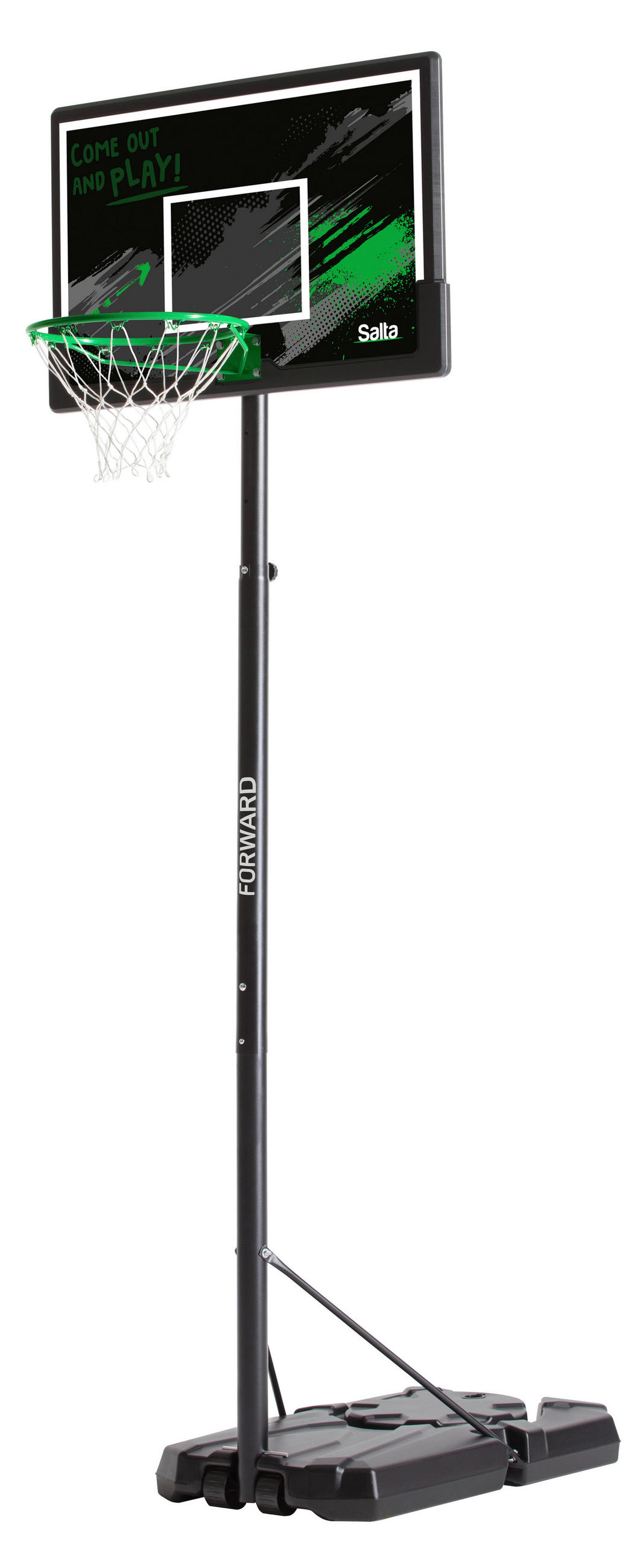 BASKETBALLSTÄNDER  - Schwarz/Grün, KONVENTIONELL, Kunststoff/Metall (110/287-362/175cm) - Salta