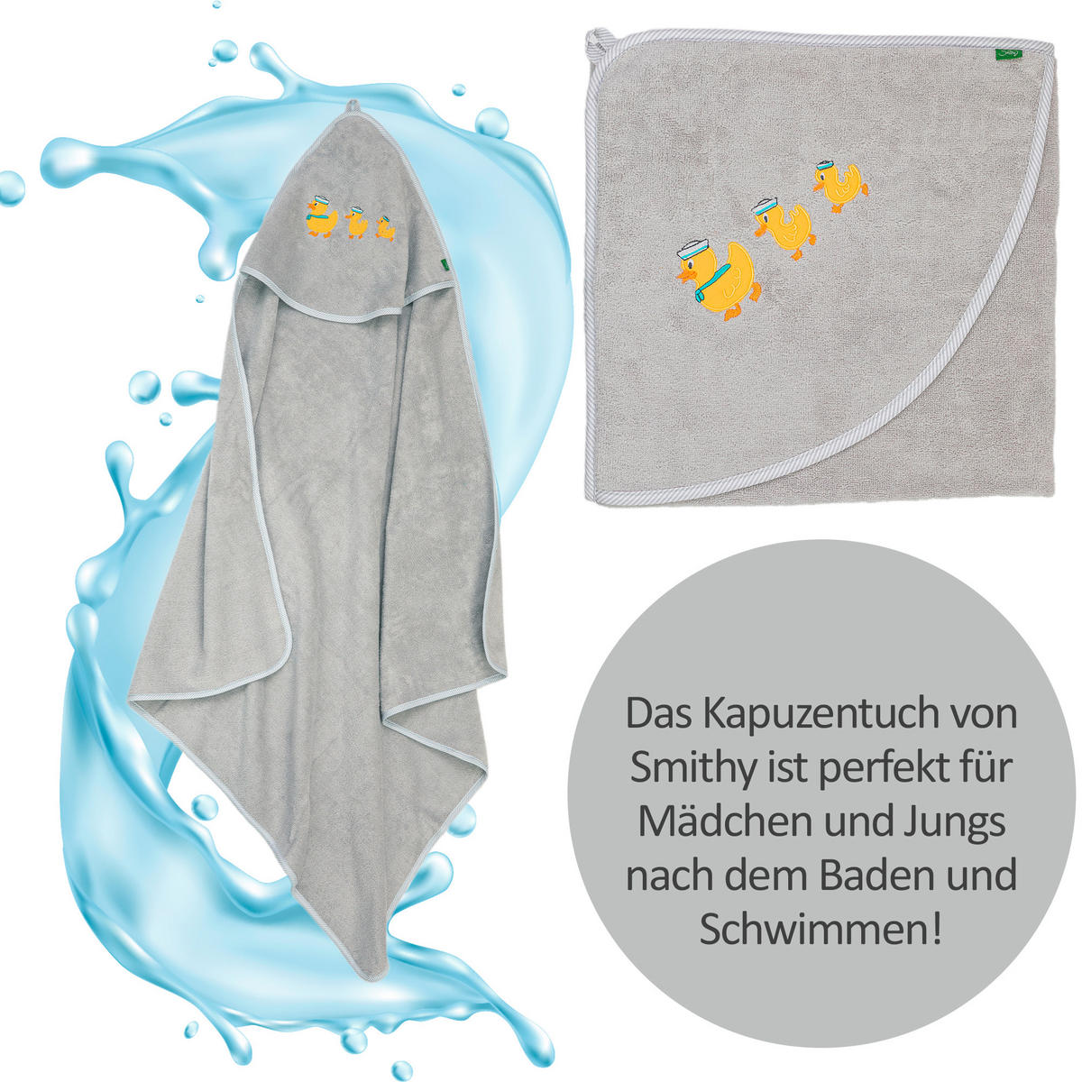 KAPUZENBADETUCH 100/100 cm    - Hellgrau, Basics, Textil (100/100cm)
