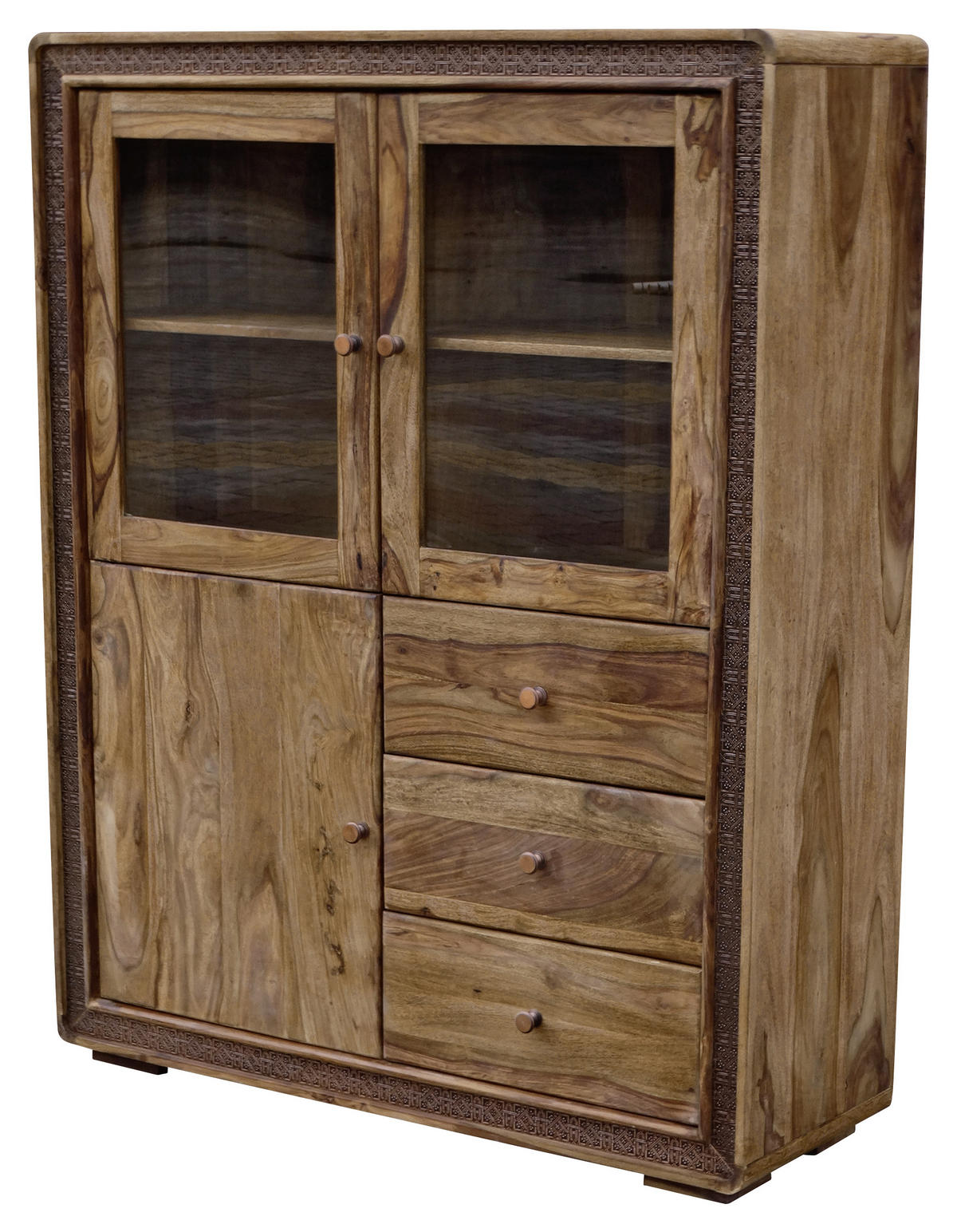 VYSOKÁ KOMODA, akácie, barvy sheesham, měděné barvy, 115/145/40 cm - měděné barvy/barvy sheesham, Lifestyle, kov/dřevo (115/145/40cm) - Landscape