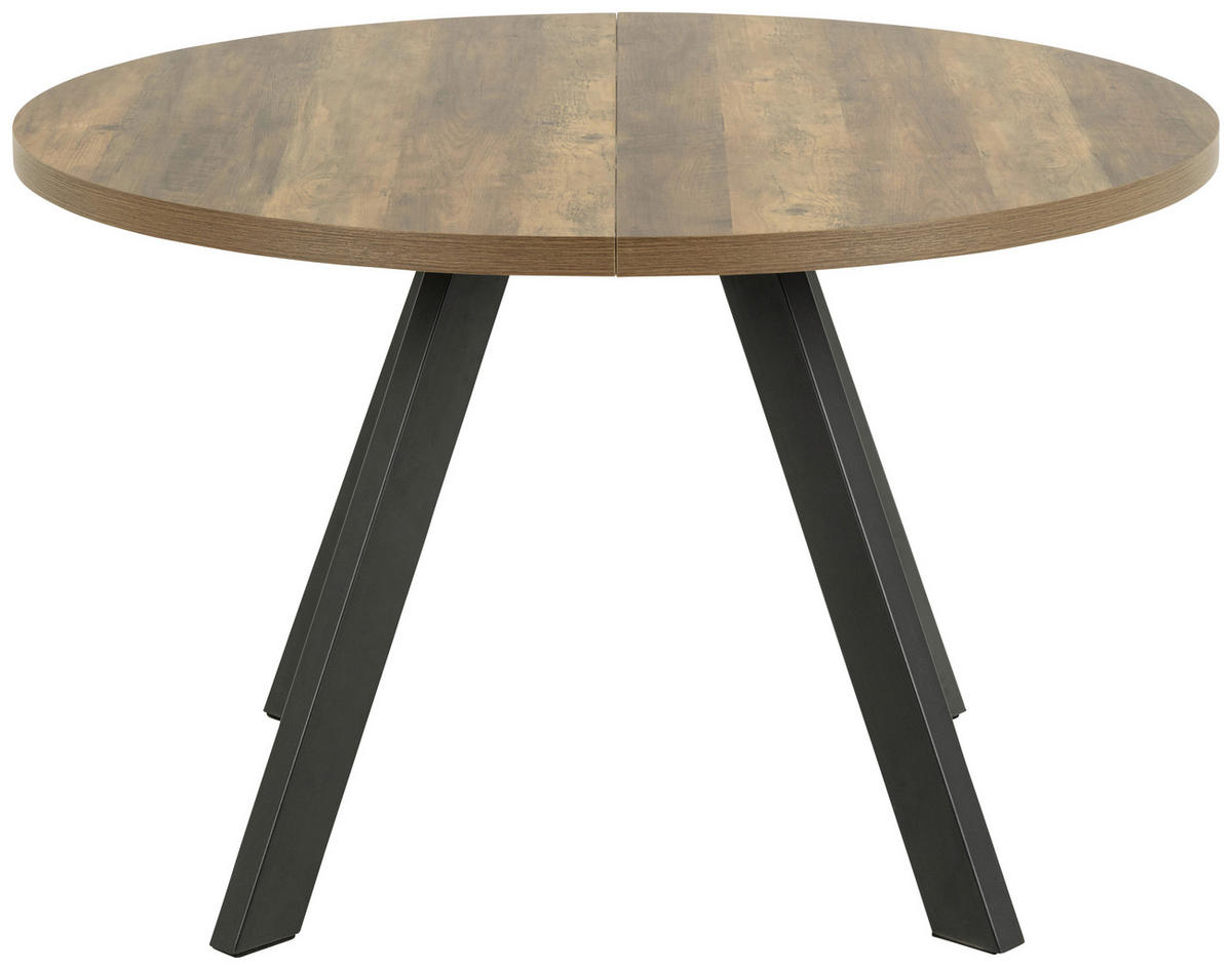 ESSTISCH in Metall, Holzwerkstoff 120/120/75 cm   - Schwarz/Naturfarben, Modern, Holzwerkstoff/Metall (120/120/75cm) - MID.YOU