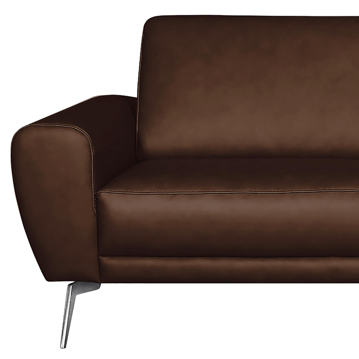 2-SITZER-SOFA Dunkelbraun Echtleder  - Chromfarben/Dunkelbraun, Design, Leder/Metall (177/85/92cm) - Livetastic