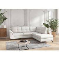 ECKSOFA in Vliesstoff Kombination Echtleder/Stoff Weiß  244/212 cm  - Schwarz/Weiß, MODERN, Leder/Textil (244/212cm) - Sit & More