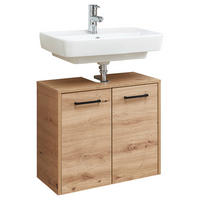WASCHBECKENUNTERSCHRANK 60/53/33 cm  - Eichefarben/Schwarz, Design, Holzwerkstoff/Metall (60/53/33cm) - Xora