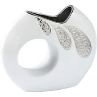 VÁZA, keramika, 19 cm - biela/strieborná, Trend, keramika (22/19/6cm) - Ambia Home