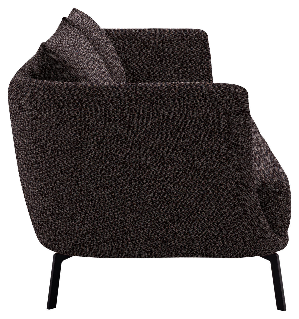 3-SITZER-SOFA  in Flachgewebe Dunkelbraun  - Dunkelbraun/Schwarz, Design, Textil/Metall (210/71/91cm) - Schöner Wohnen
