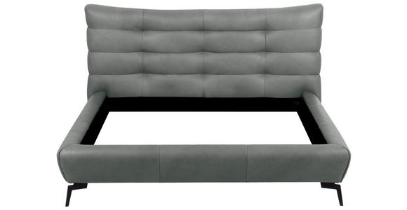 POLSTERBETT 180/200 cm,  in Grau, gepolstertes Kopfteil,  - Schwarz/Grau, Design, Leder/Metall (180/200cm) - Esposa