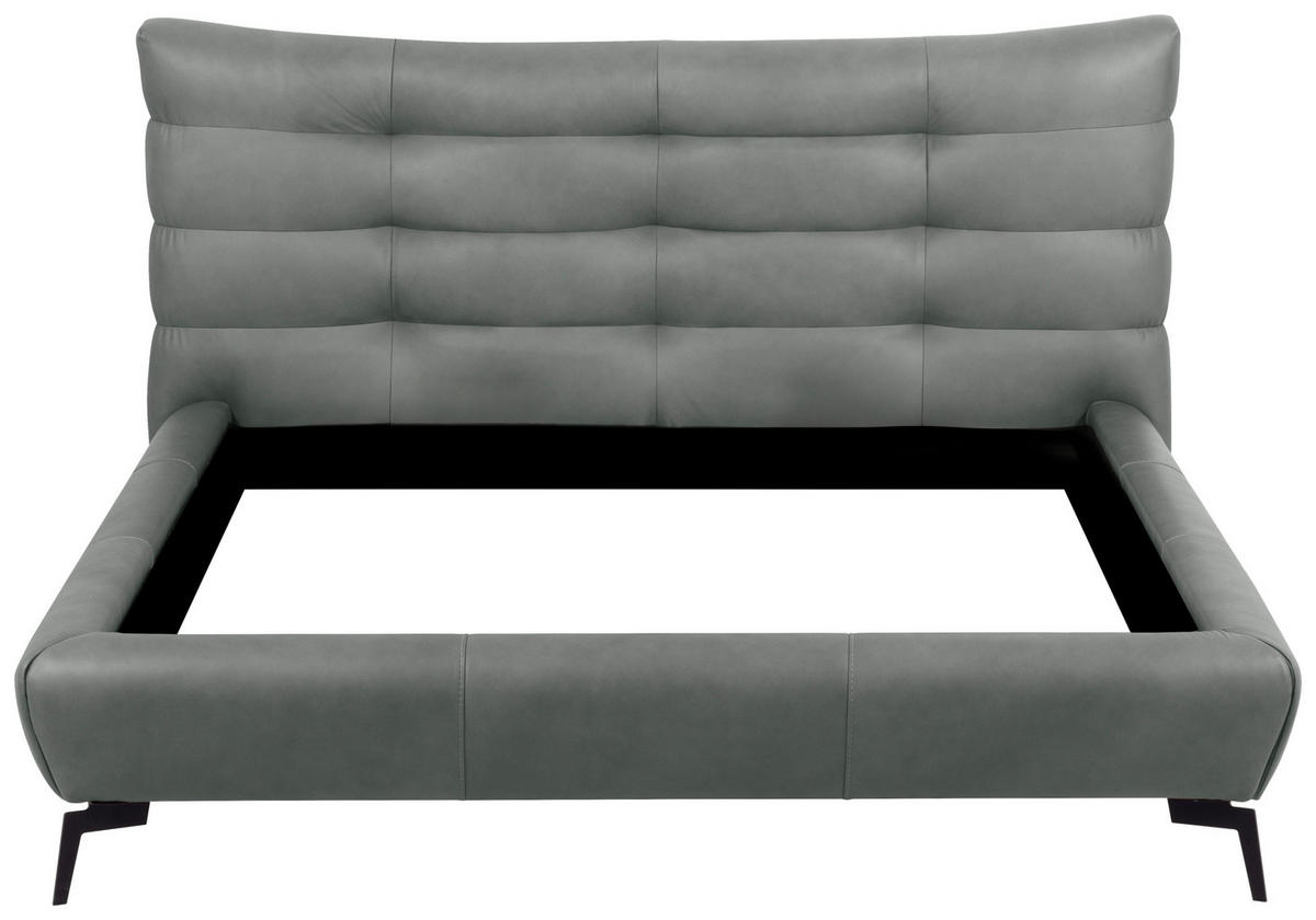 POLSTERBETT gepolstertes Kopfteil Grau 180/200 cm  - Schwarz/Grau, Design, Leder/Metall (180/200cm) - Esposa