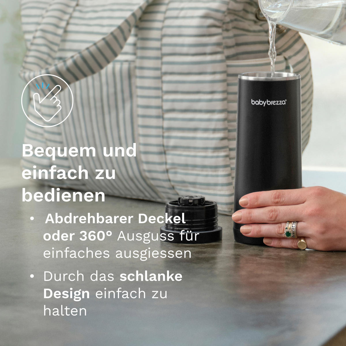 BABYNAHRUNGSZUBEREITER Baby Brezza Superfast Portable Bottle Warmer  - Schwarz, Basics, Metall (8.2/21/8.2cm) - Baby Brezza