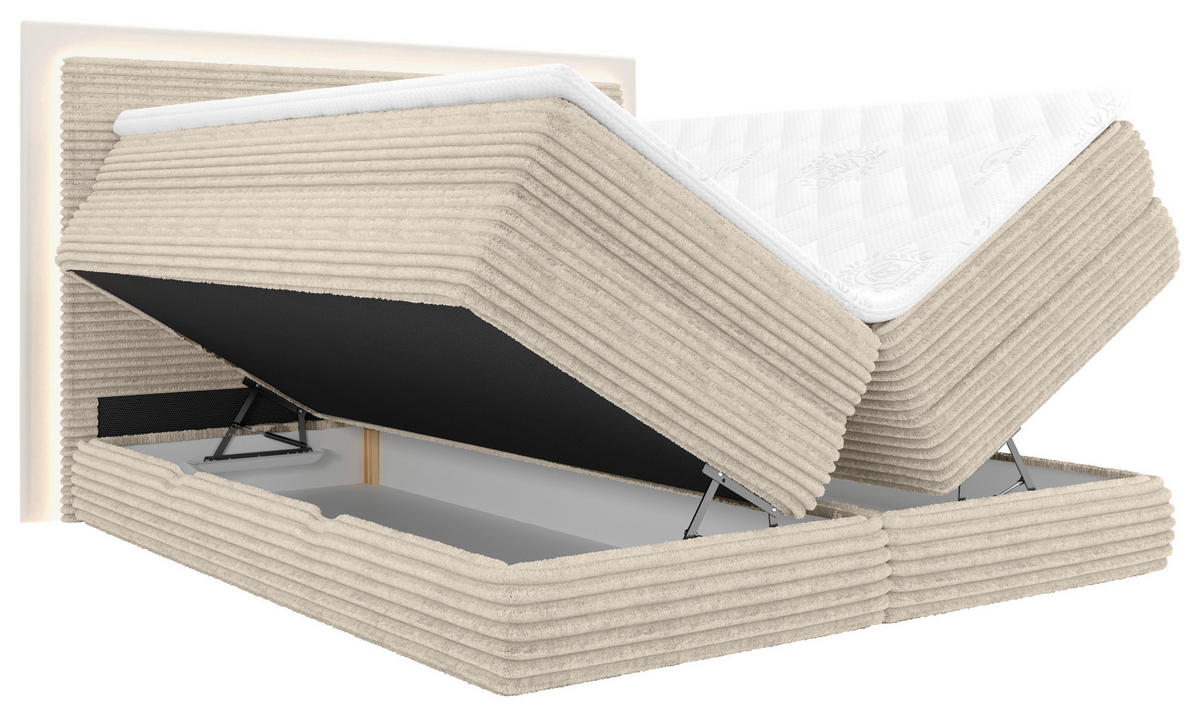 BOXSPRINGBETT 180/200 cm  in Taupe  - Taupe/Schwarz, Trend, Holz/Holzwerkstoff (180/200cm) - Boxxx