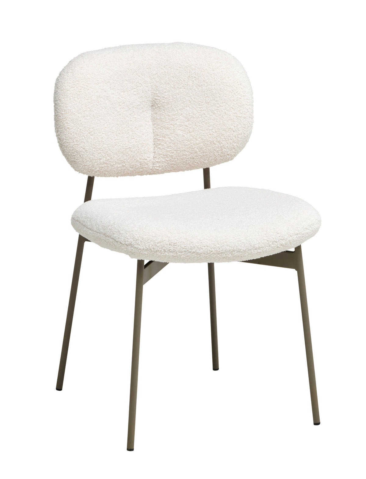 STOL järn teddy tyg  - taupe/cremefärgad, Modern, metall/trä (49,5/82/56,5cm) - Lomoco