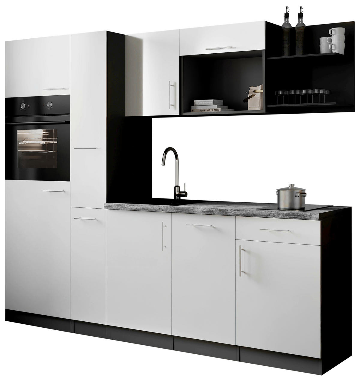 KÜCHENBLOCK Oliver 235 cm  in Weiß  - Weiß/Grau, Trend, Holzwerkstoff/Metall (235cm) - Respekta