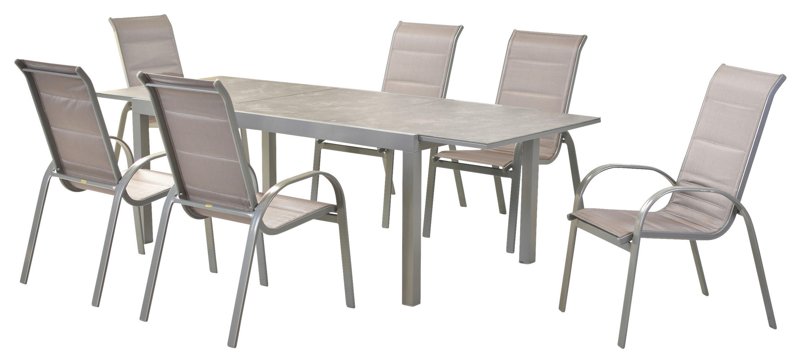 GARTENSET Aluminium  - Silberfarben/Braun, MODERN, Textil/Metall - Gardenson