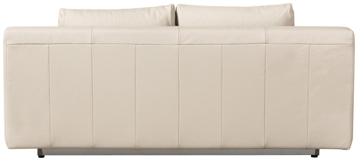 SCHLAFSOFA Beige Echtleder  - Chromfarben/Beige, KONVENTIONELL, Leder/Metall (195/85/90cm) - Livetastic