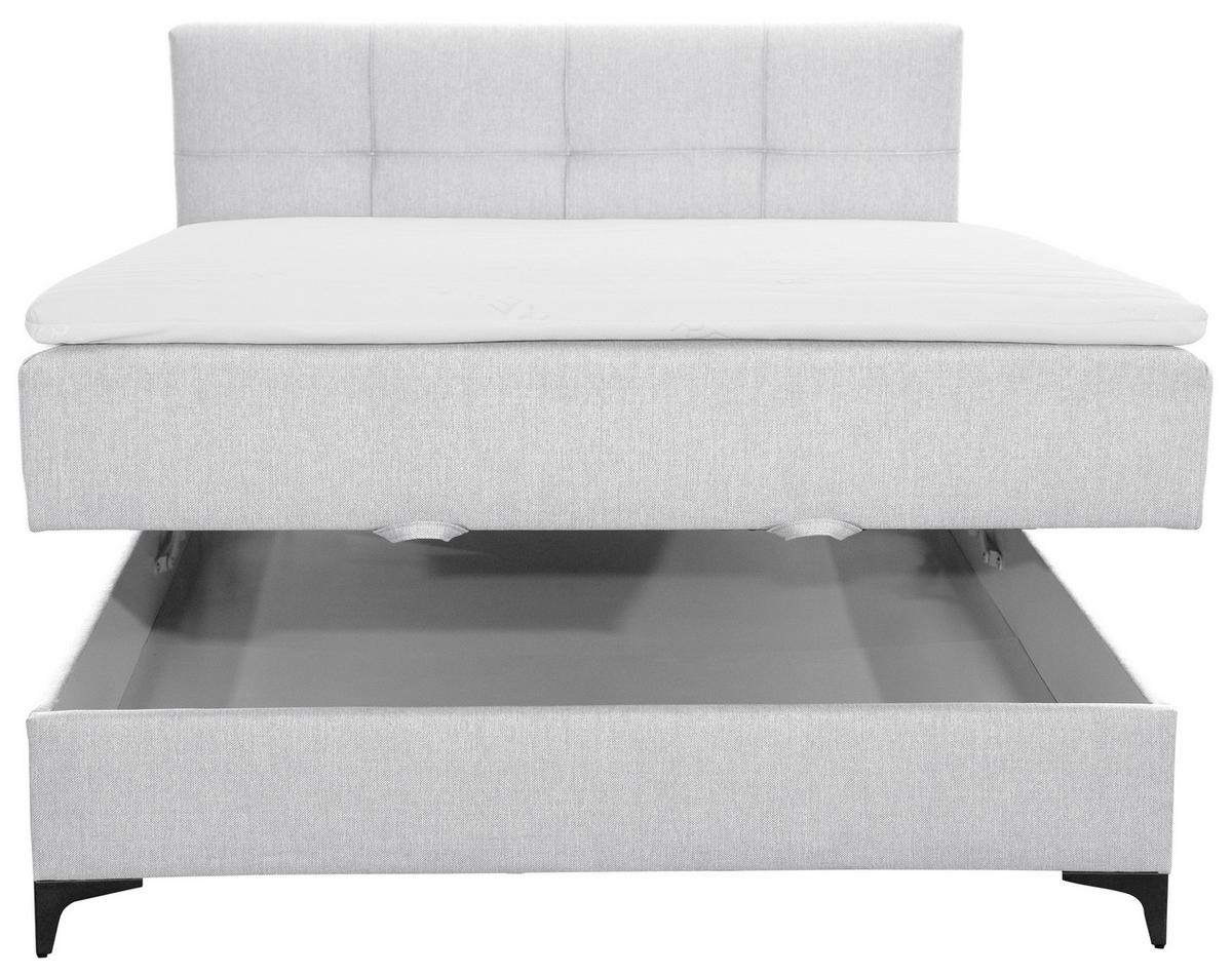 POLSTERBETT Bettkasten, Topper 140/200 cm  in Hellgrau  - Hellgrau/Schwarz, KONVENTIONELL, Textil/Metall (140/200cm) - MID.YOU
