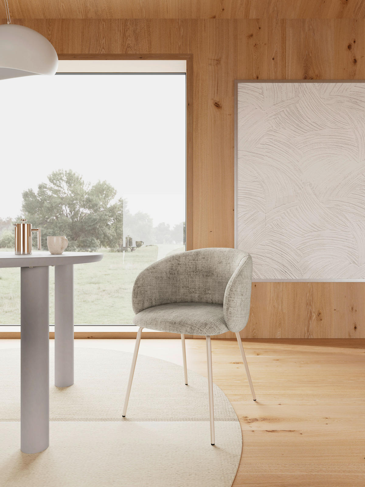 ARMLEHNSTUHL  in Stahl Flachgewebe  - Beige/Grau, Design, Textil/Metall (55/79/55cm) - MID.YOU
