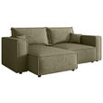 ECKSOFA Olivgrün Webstoff Zierkissen, Rückenkissen, Rücken echt  - Schwarz/Olivgrün, MODERN, Kunststoff/Textil (153/250cm) - Xora