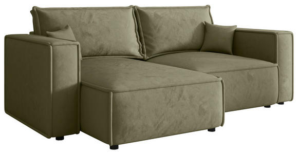 ECKSOFA Olivgrün Webstoff Zierkissen, Rückenkissen, Rücken echt  - Schwarz/Olivgrün, MODERN, Kunststoff/Textil (153/250cm) - Xora