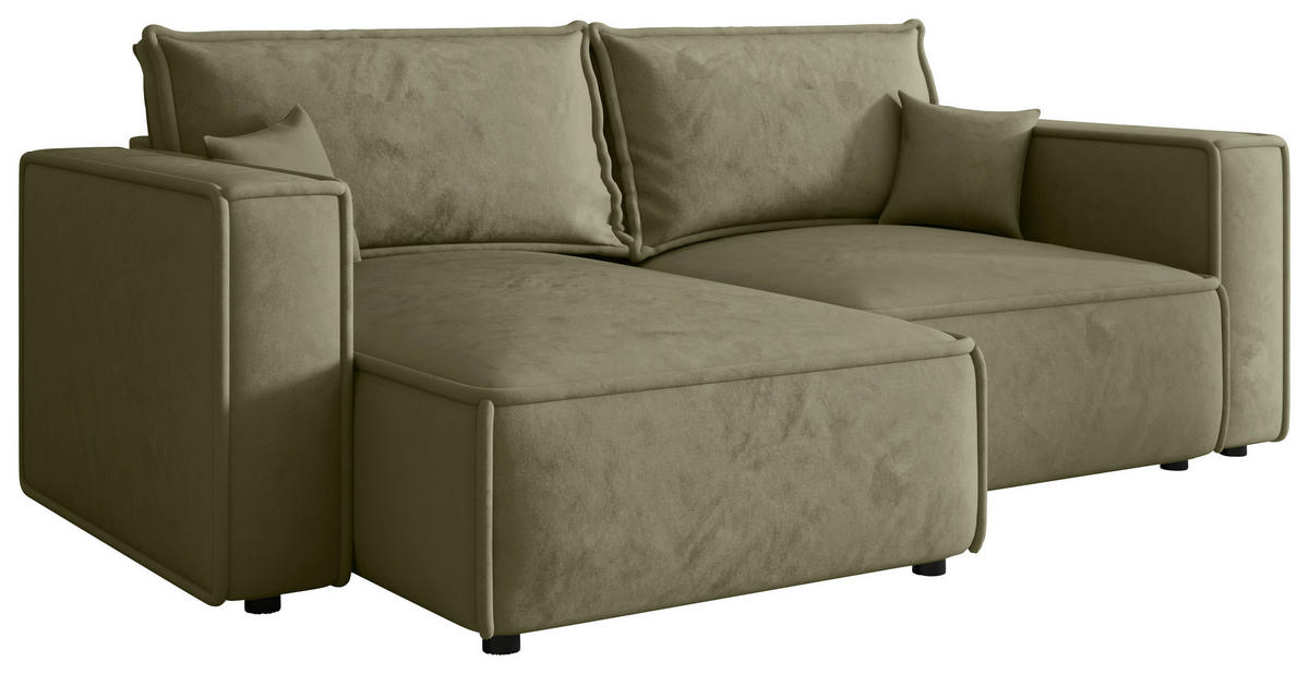 ECKSOFA Olivgrün Webstoff Zierkissen, Rückenkissen, Rücken echt  - Schwarz/Olivgrün, MODERN, Kunststoff/Textil (153/250cm) - Xora