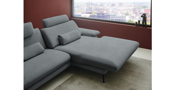 ECKSOFA  in Chenille, Flachgewebe Dunkelgrau  284/180 cm  - Dunkelgrau/Schwarz, Design, Textil/Metall (284/180cm) - Dieter Knoll