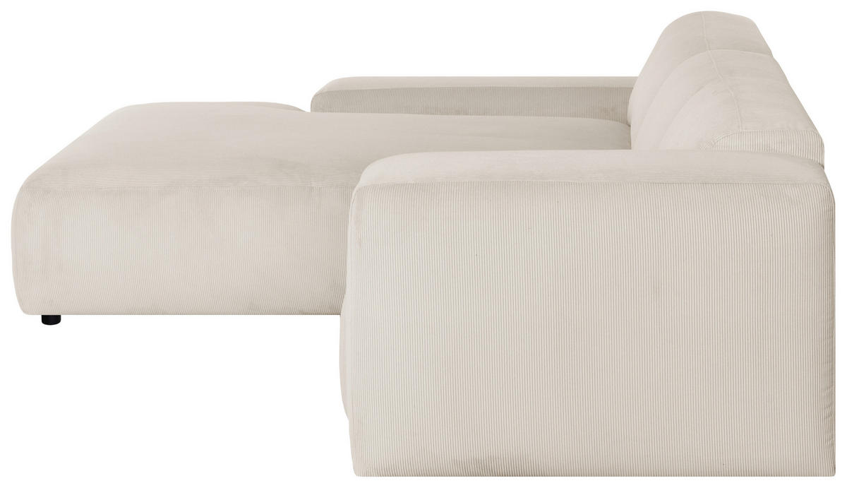 ECKSOFA HANNAH Creme Cord  - Creme/Schwarz, Design, Kunststoff/Textil (200/304cm) - MID.YOU