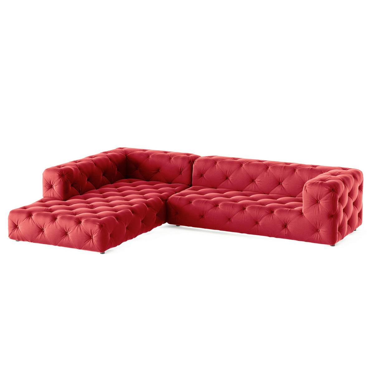 ECKSOFA Samt Rot  - Rot/Schwarz, Design, Kunststoff/Textil (228/325cm) - P & B