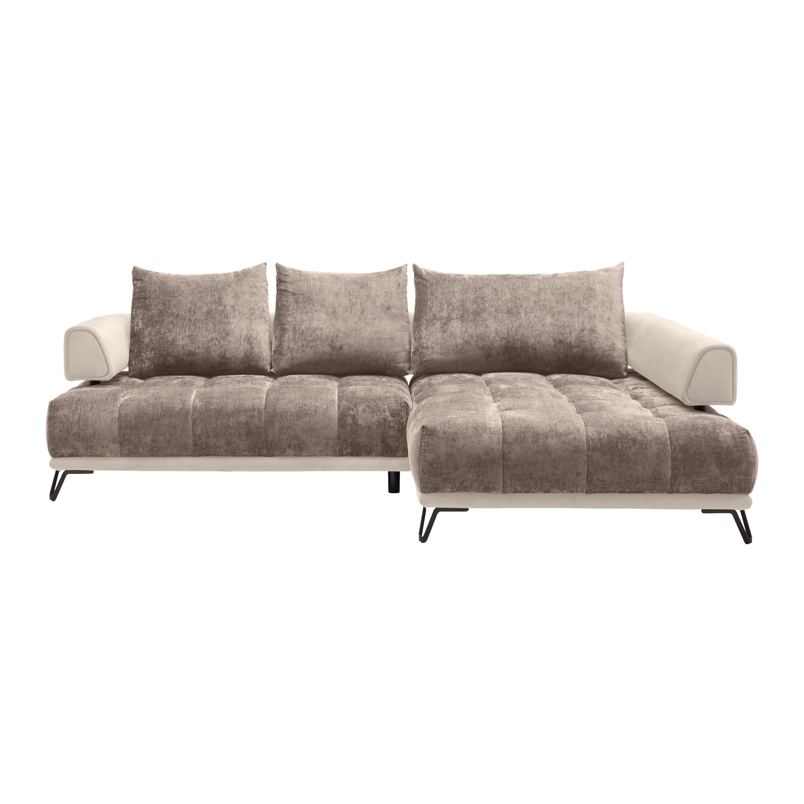 HÖRNSOFFA i cappuccino  - cappuccino/svart, Modern, metall/textil (262/67-87/184cm) - MID.YOU