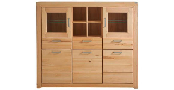 HIGHBOARD 160/136/40 cm  - Silberfarben/Buchefarben, Natur, Glas/Holz (160/136/40cm) - Cantus