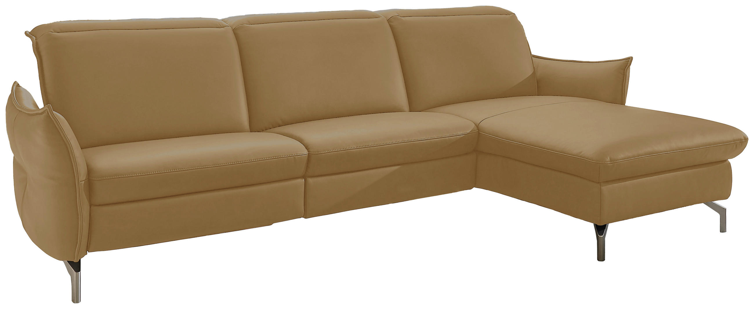 ECKSOFA in Lederlook (vegan) Olivgrün 233/179 cm - Olivgrün/Nickelfarben, MODERN, Textil/Metall (233/179cm) - Livetastic