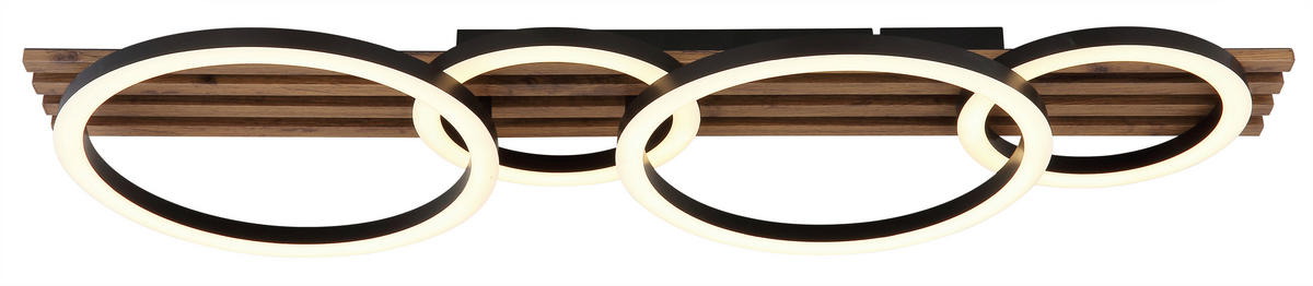 LED-DECKENLEUCHTE 86/30/9,5 cm   - Dunkelbraun/Schwarz, Natur, Holzwerkstoff/Kunststoff (86/30/9,5cm) - Globo