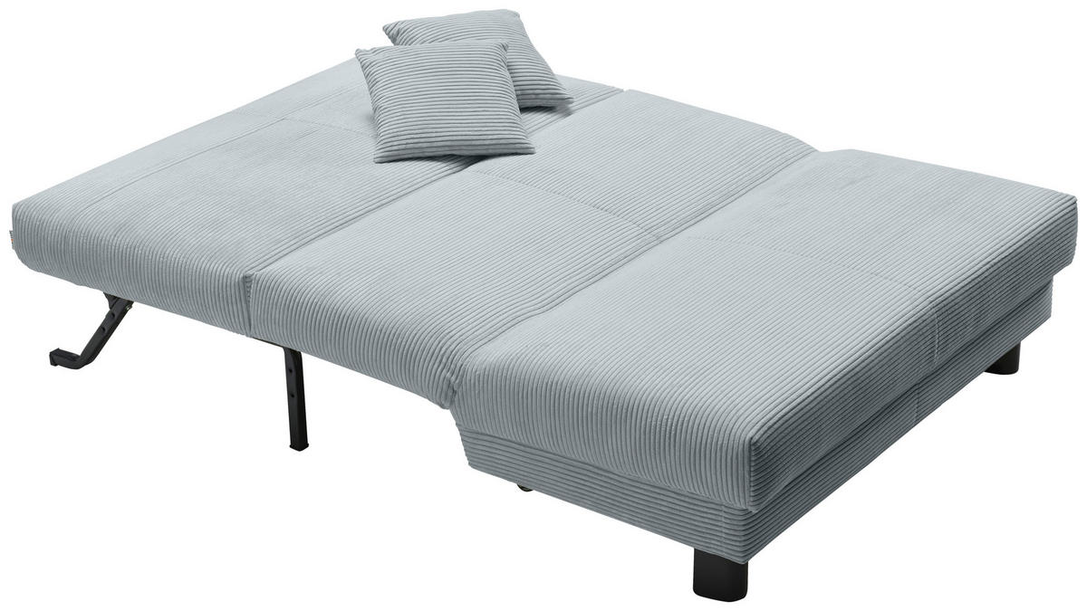 SCHLAFSOFA Cord Hellblau  - Schwarz/Hellblau, Design, Textil/Metall (145/85/100cm) - Carryhome