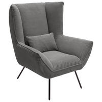 SESSEL in Cord Dunkelgrau  - Dunkelgrau/Schwarz, Design, Textil/Metall (90/112/94cm) - Pure Home Lifestyle
